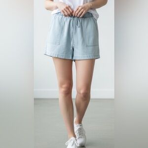 GREEN GODDESS- HIGH WAIST LIGHT BLUE JEAN SHORTS 🩳